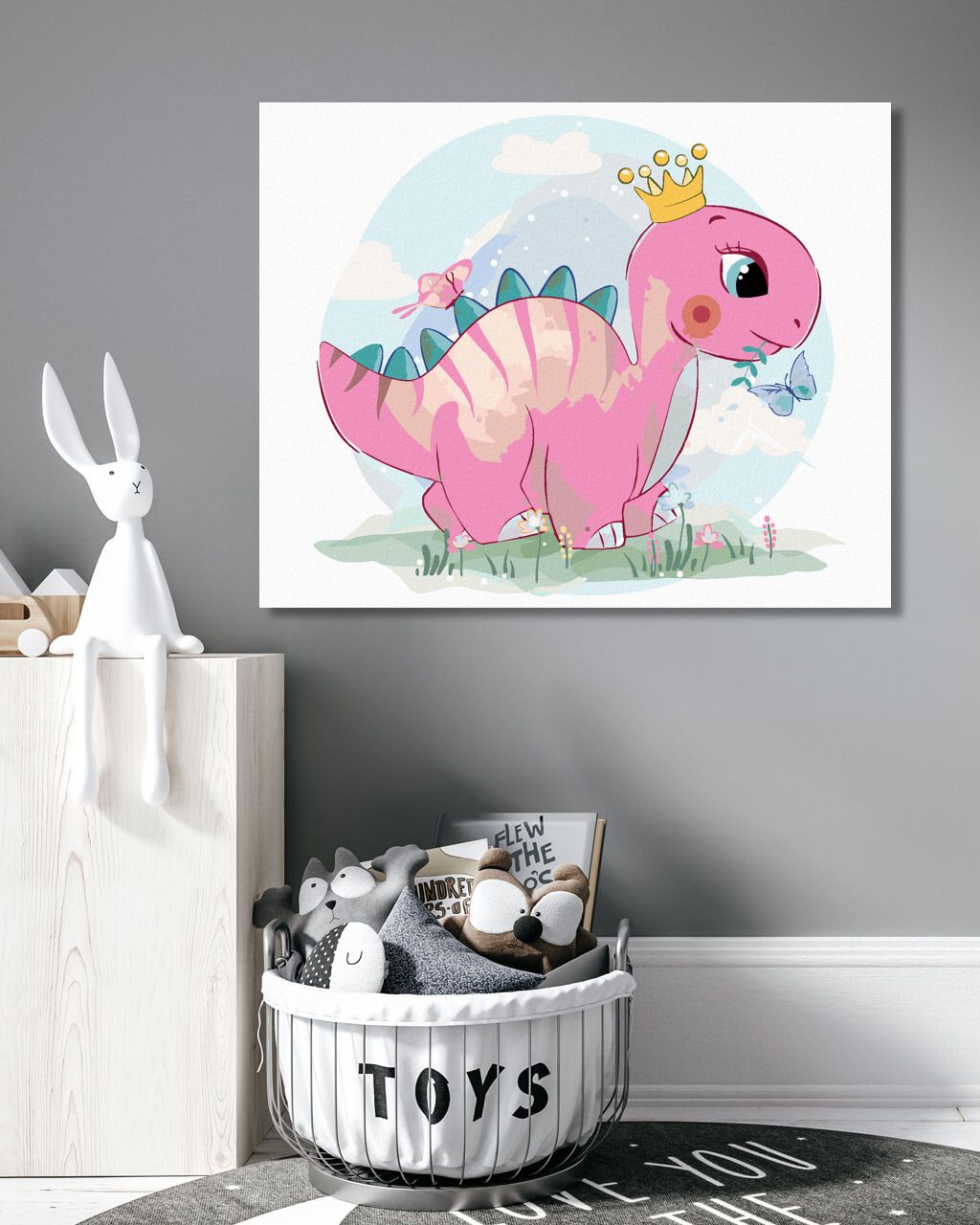 zuty Malování podle čísel - RŮŽOVÝ DINOSAURUS - Rozměr: 40x50 cm, Rámování: Varianta: vypnuté plátno na rám - obrázek 10