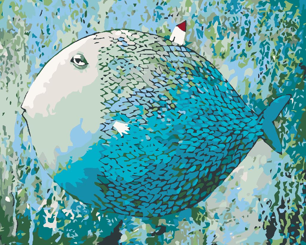 zuty Malování podle čísel - MODRÁ RYBA - Rozměr: 40x50 cm, Rámování: Varianta: bez rámu a bez vypnutí plátna - obrázek 5