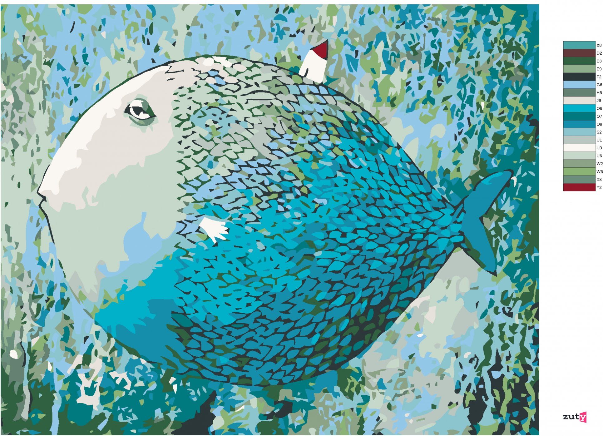 zuty Malování podle čísel - MODRÁ RYBA - Rozměr: 40x50 cm, Rámování: Varianta: bez rámu a bez vypnutí plátna - obrázek 8