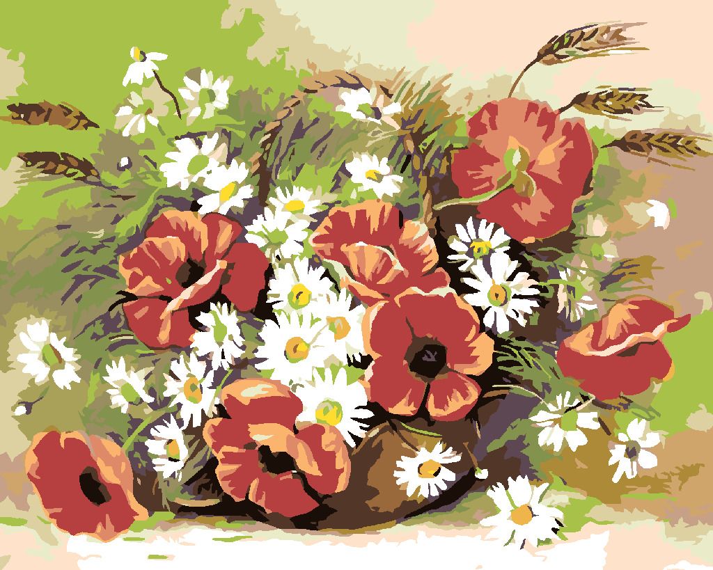 zuty Malování podle čísel - VLČÍ MÁK A KOPRETINY - Rozměr: 40x50 cm, Rámování: Varianta: vypnuté plátno na rám - obrázek 7
