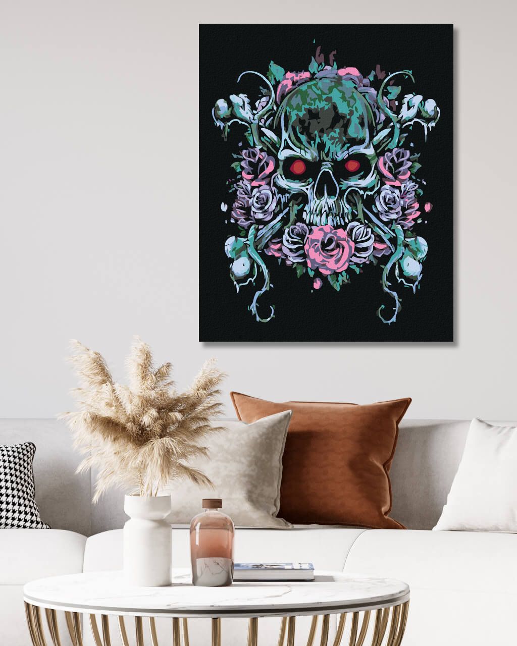 zuty Malování podle čísel - LEBKA A RUDÝ POHLED - Rozměr: 40x50 cm, Rámování: Varianta: vypnuté plátno na rám - obrázek 6