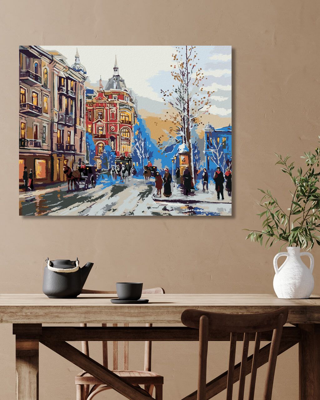 zuty Malování podle čísel - ZIMNÍ MĚSTSKÁ ULIČKA - Rozměr: 40x50 cm, Rámování: Varianta: vypnuté plátno na rám - obrázek 5