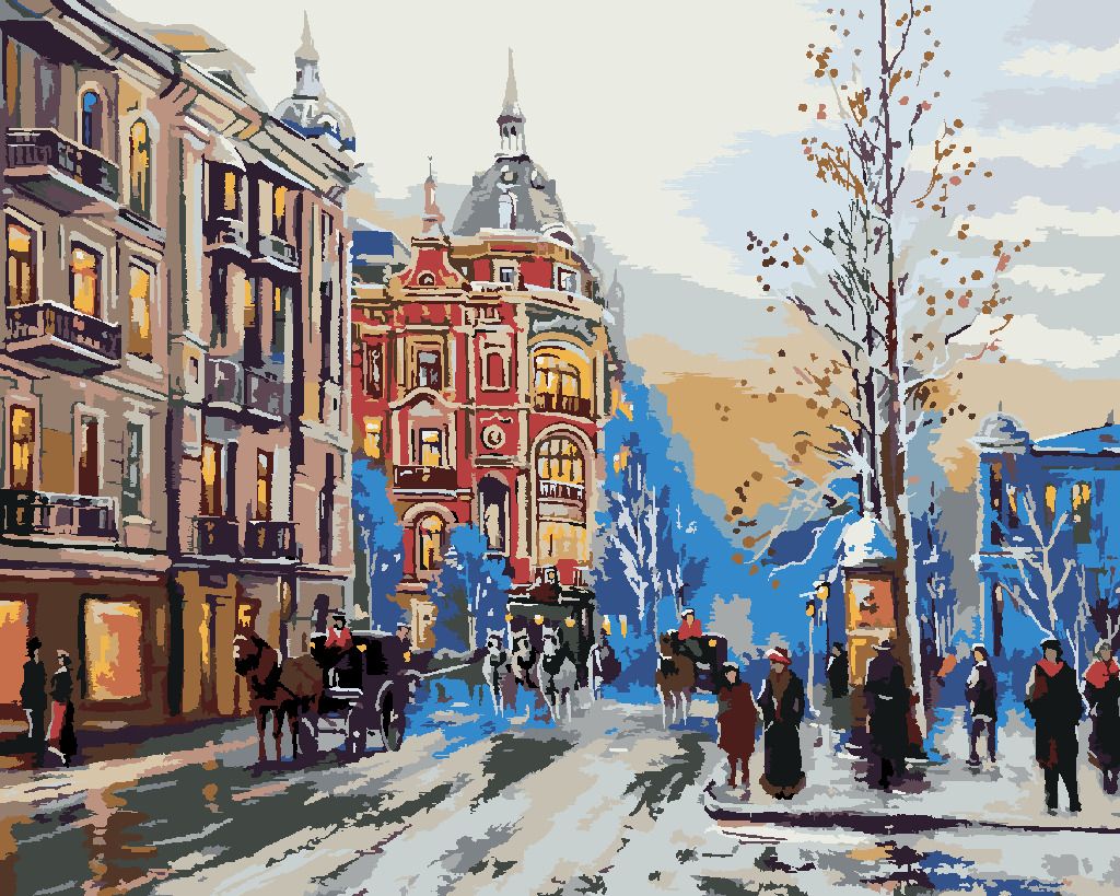zuty Malování podle čísel - ZIMNÍ MĚSTSKÁ ULIČKA - Rozměr: 40x50 cm, Rámování: Varianta: vypnuté plátno na rám - obrázek 8