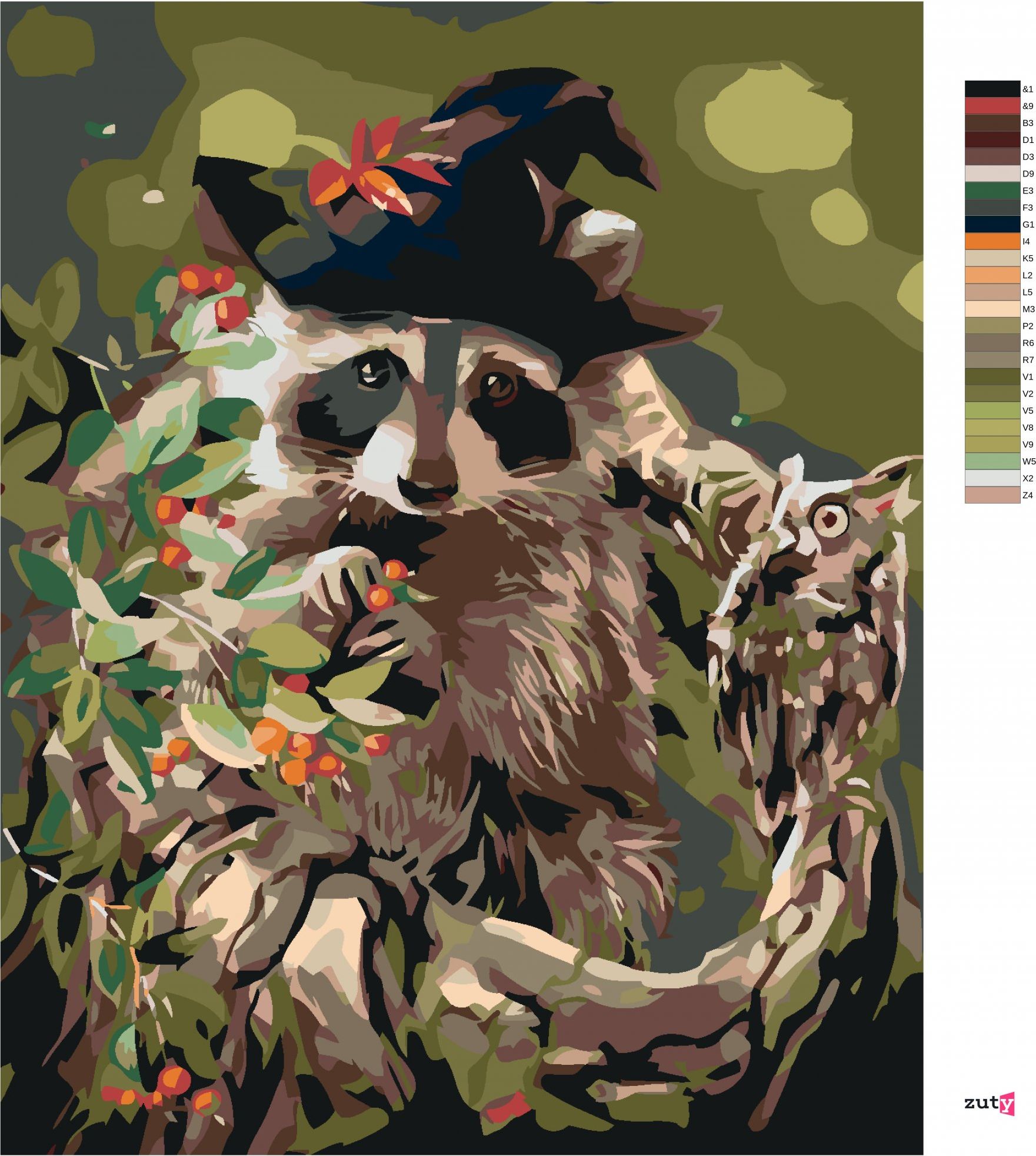 zuty Malování podle čísel - MÝVAL S KLOBOUKEM A SOVOU - Rozměr: 40x50 cm, Rámování: Varianta: vypnuté plátno na rám - obrázek 2