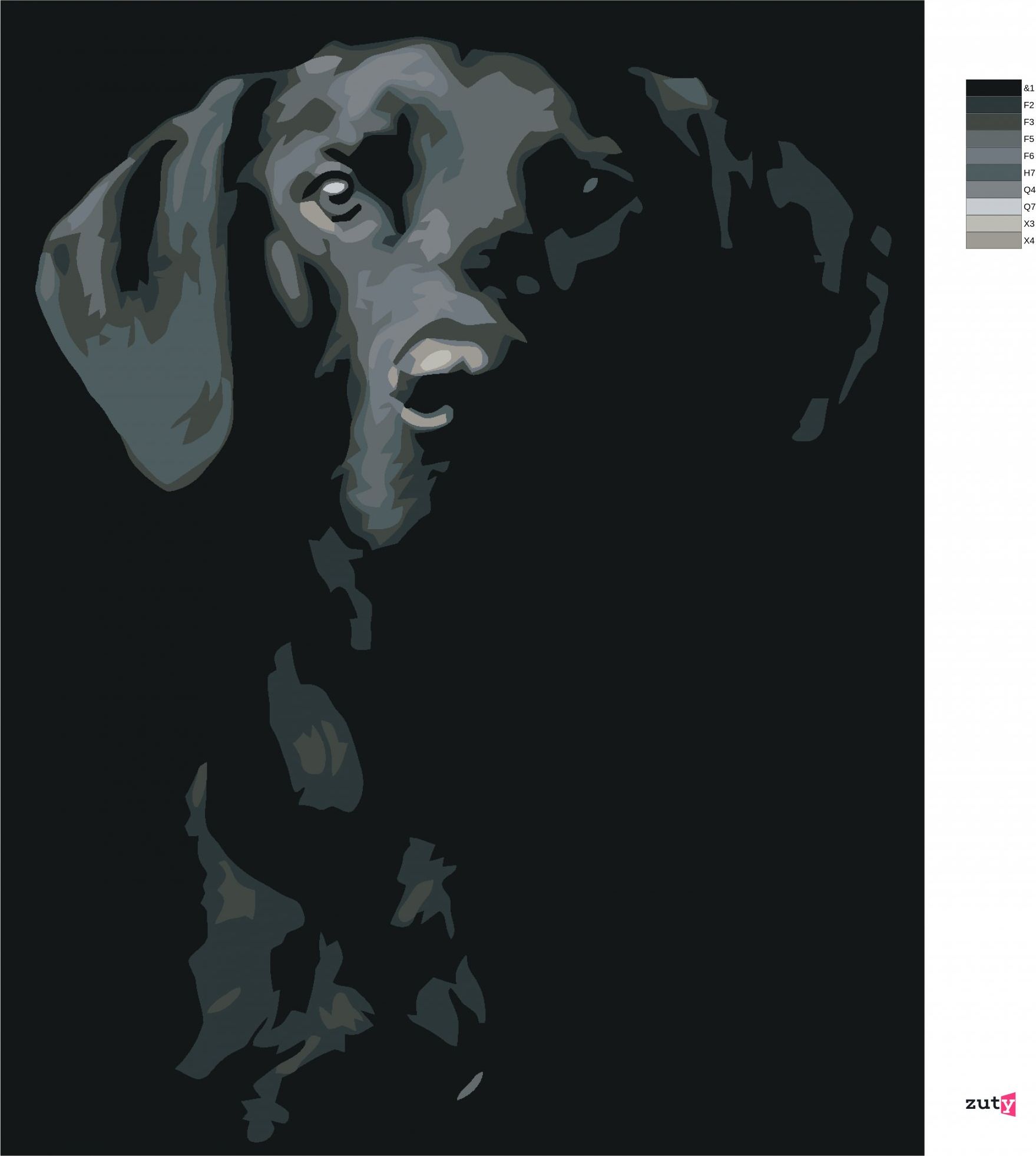 zuty Malování podle čísel - ČERNOBÍLÝ PES - Rozměr: 40x50 cm, Rámování: Varianta: bez rámu a bez vypnutí plátna - obrázek 7