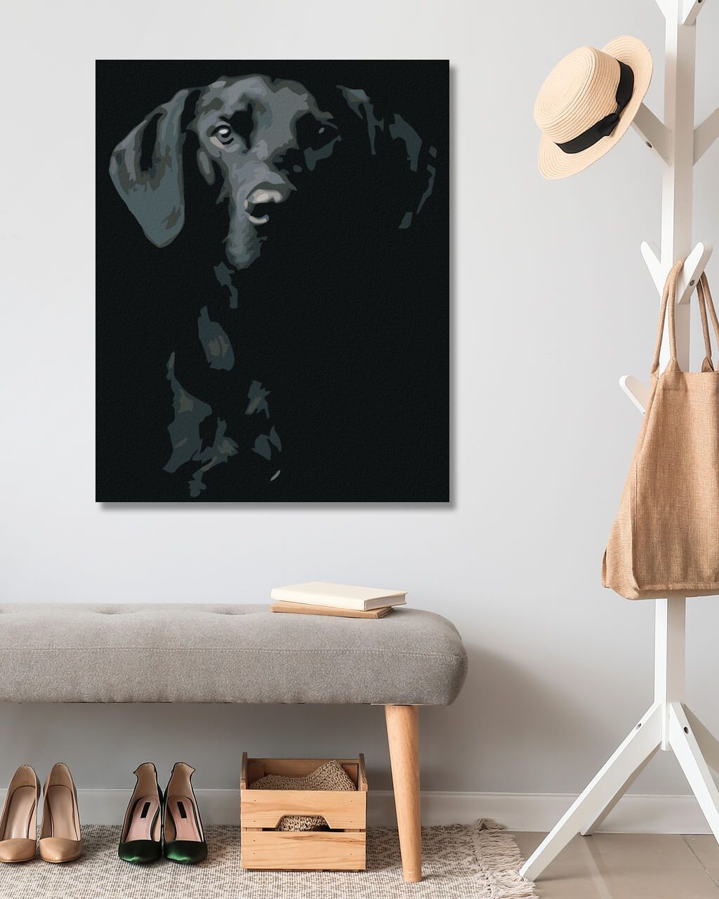 zuty Malování podle čísel - ČERNOBÍLÝ PES - Rozměr: 40x50 cm, Rámování: Varianta: vypnuté plátno na rám - obrázek 5