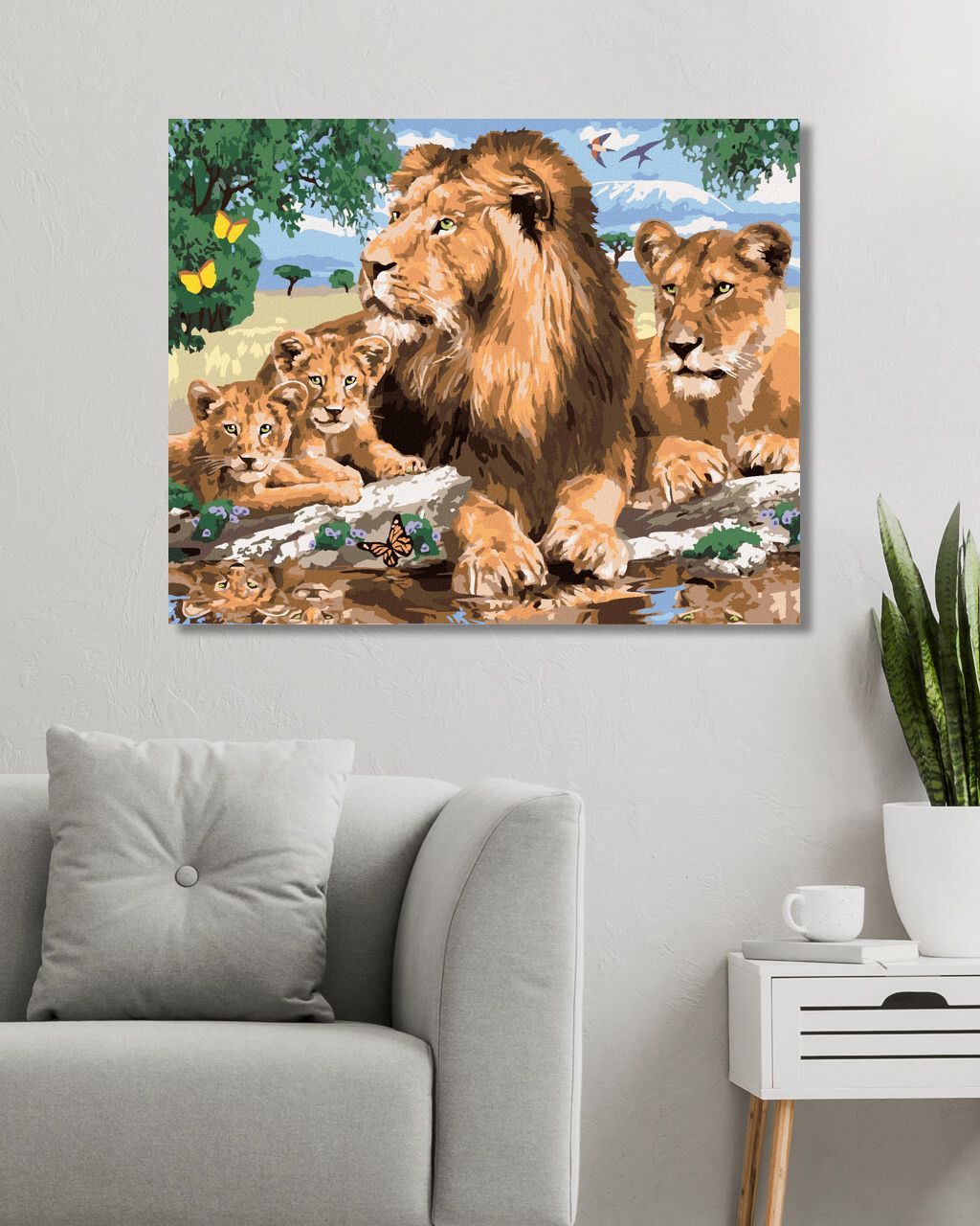 zuty Malování podle čísel - LEV A LVICE S LVÍČATY (HOWARD ROBINSON) - Rozměr: 40x50 cm, Rámování: Varianta: bez rámu a bez vypnutí plátna - obrázek 7