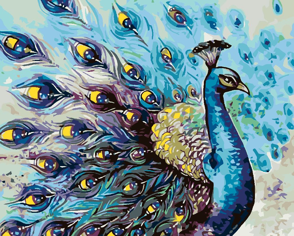 zuty Malování podle čísel - PYŠNÝ PÁV - Rozměr: 40x50 cm, Rámování: Varianta: vypnuté plátno na rám - obrázek 4