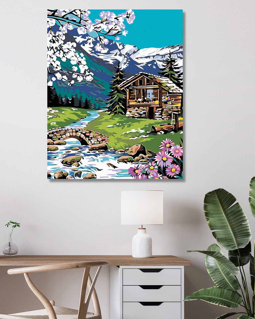 zuty Malování podle čísel - SRUB V HORÁCH - Rozměr: 40x50 cm, Rámování: Varianta: bez rámu a bez vypnutí plátna - obrázek 4