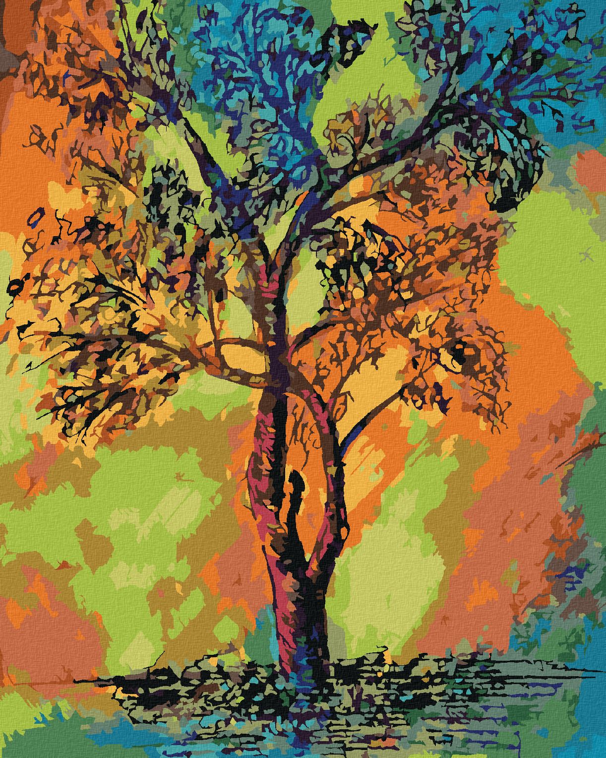 zuty Malování podle čísel - BAREVNÝ STROM - Rozměr: 40x50 cm, Rámování: Varianta: bez rámu a bez vypnutí plátna - obrázek 1