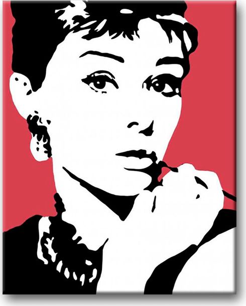 zuty Malování podle čísel - AUDREY HEPBURN NA ČERVENÉM POZADÍ - Rozměr: 40x50 cm, Rámování: Varianta: bez rámu a bez vypnutí plátna - obrázek 6