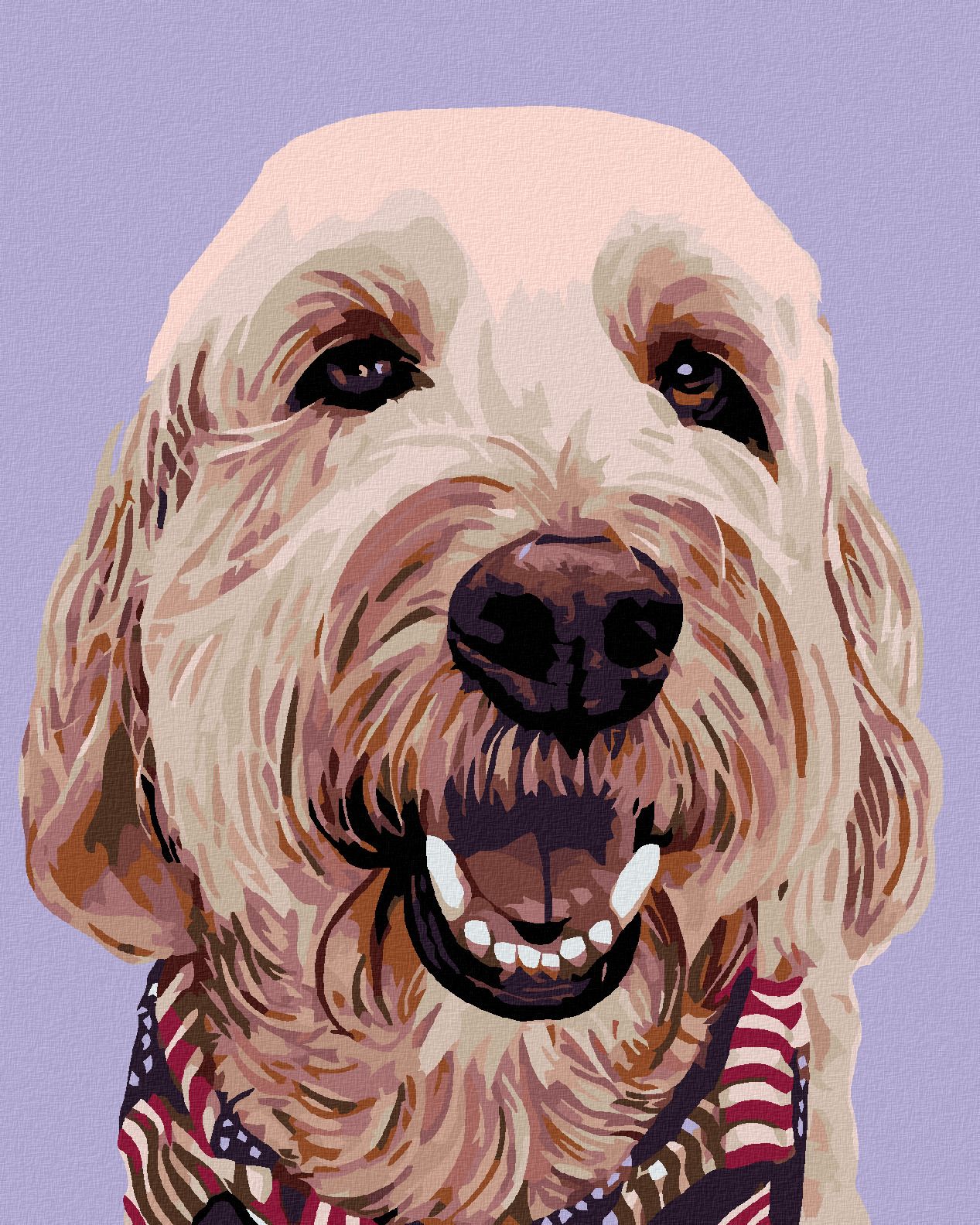 zuty Malování podle čísel - PES SE ŠÁTKEM - Rozměr: 40x50 cm, Rámování: Varianta: bez rámu a bez vypnutí plátna - obrázek 1