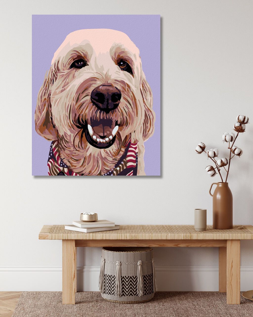 zuty Malování podle čísel - PES SE ŠÁTKEM - Rozměr: 40x50 cm, Rámování: Varianta: bez rámu a bez vypnutí plátna - obrázek 7