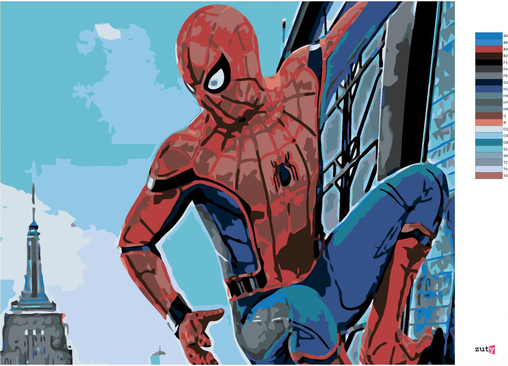 zuty Malování podle čísel - SPIDERMAN VE MĚSTĚ - Rozměr: 40x50 cm, Rámování: Varianta: bez rámu a bez vypnutí plátna - obrázek 7