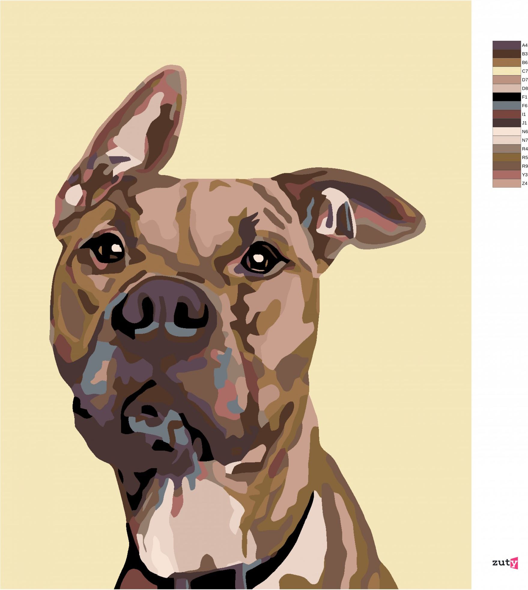 zuty Malování podle čísel - PES S NASTRAŽENÝM UCHEM - Rozměr: 40x50 cm, Rámování: Varianta: vypnuté plátno na rám - obrázek 3