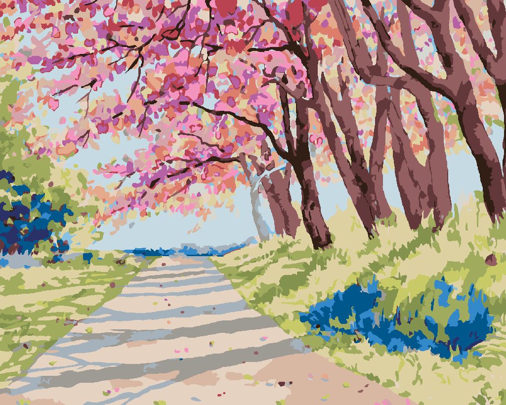 zuty Malování podle čísel - KRAJINA S HIMALÁJSKÝMI TŘEŠNĚMI - Rozměr: 40x50 cm, Rámování: Varianta: vypnuté plátno na rám - obrázek 8