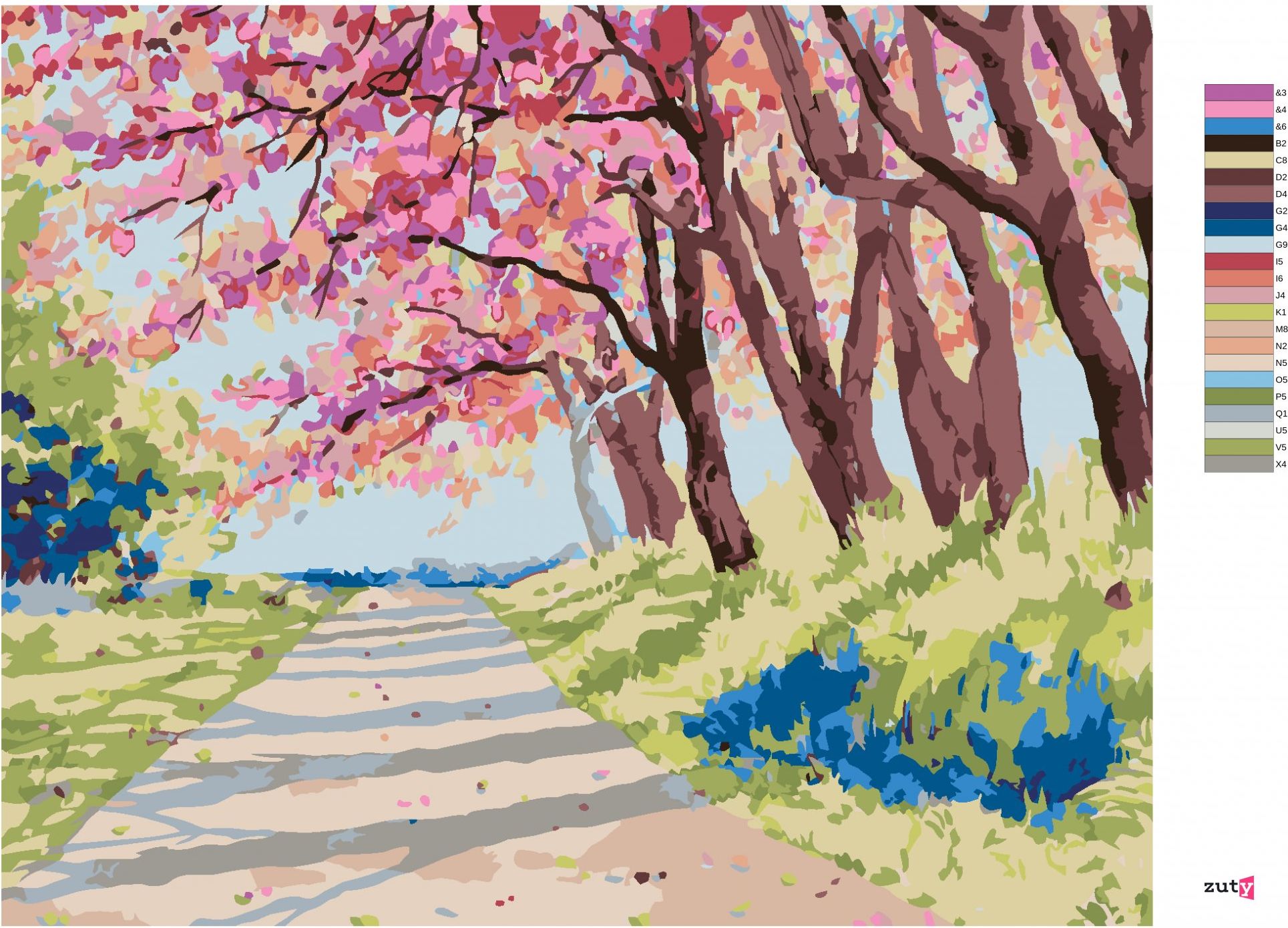 zuty Malování podle čísel - KRAJINA S HIMALÁJSKÝMI TŘEŠNĚMI - Rozměr: 40x50 cm, Rámování: Varianta: vypnuté plátno na rám - obrázek 10