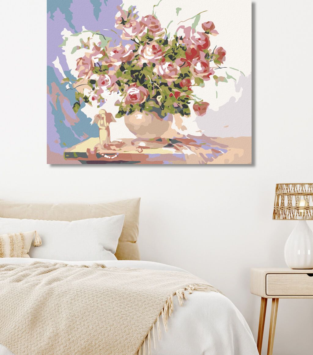 zuty Malování podle čísel - MALÝ ANDÍLEK A RŮŽE - Rozměr: 40x50 cm, Rámování: Varianta: vypnuté plátno na rám - obrázek 7