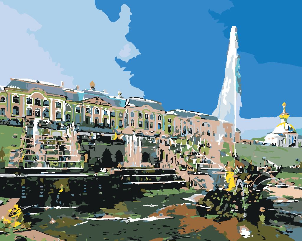 zuty Malování podle čísel - FONTÁNA PŘED KONGRESEM - Rozměr: 40x50 cm, Rámování: Varianta: vypnuté plátno na rám - obrázek 7