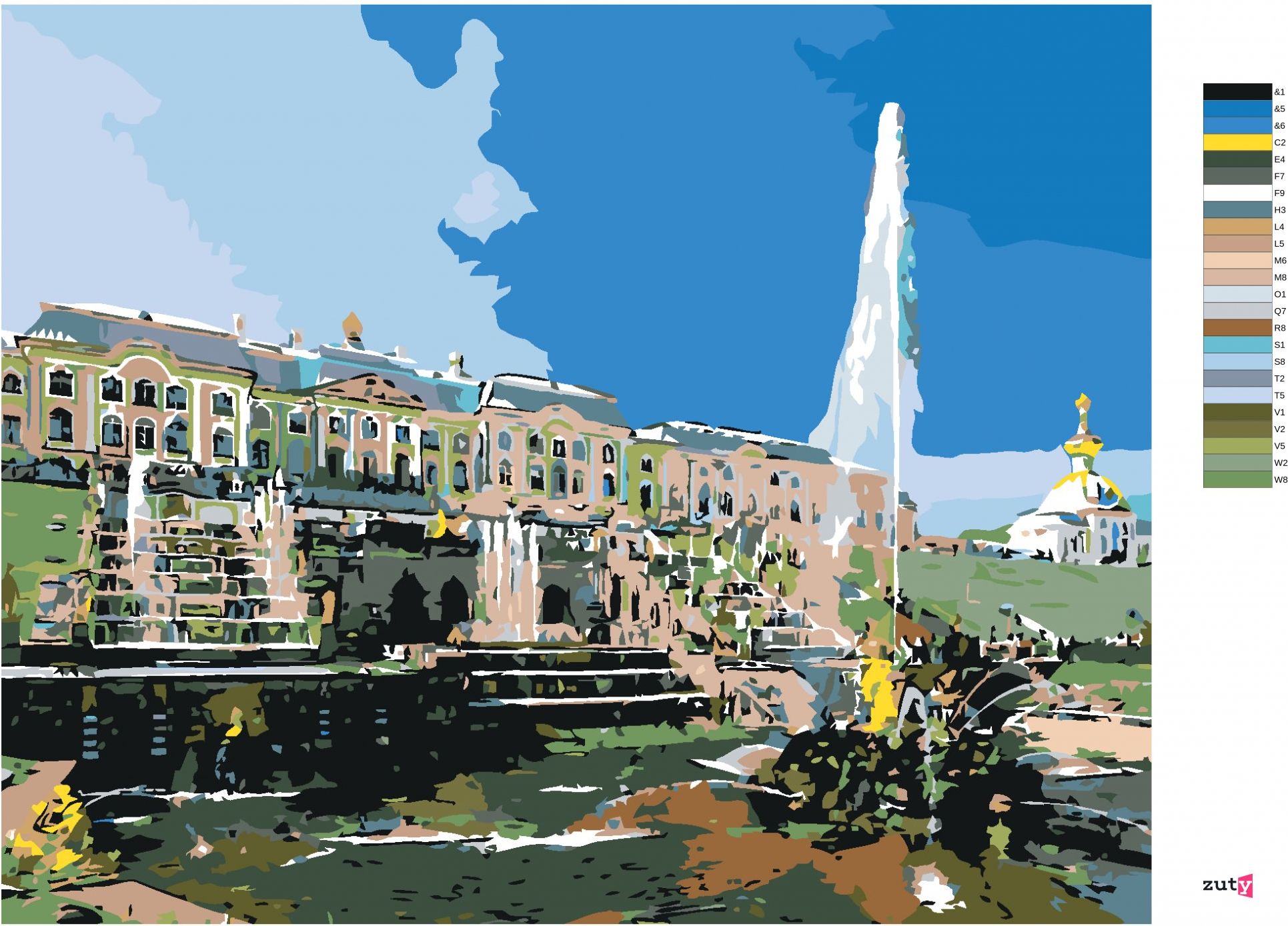 zuty Malování podle čísel - FONTÁNA PŘED KONGRESEM - Rozměr: 40x50 cm, Rámování: Varianta: vypnuté plátno na rám - obrázek 9