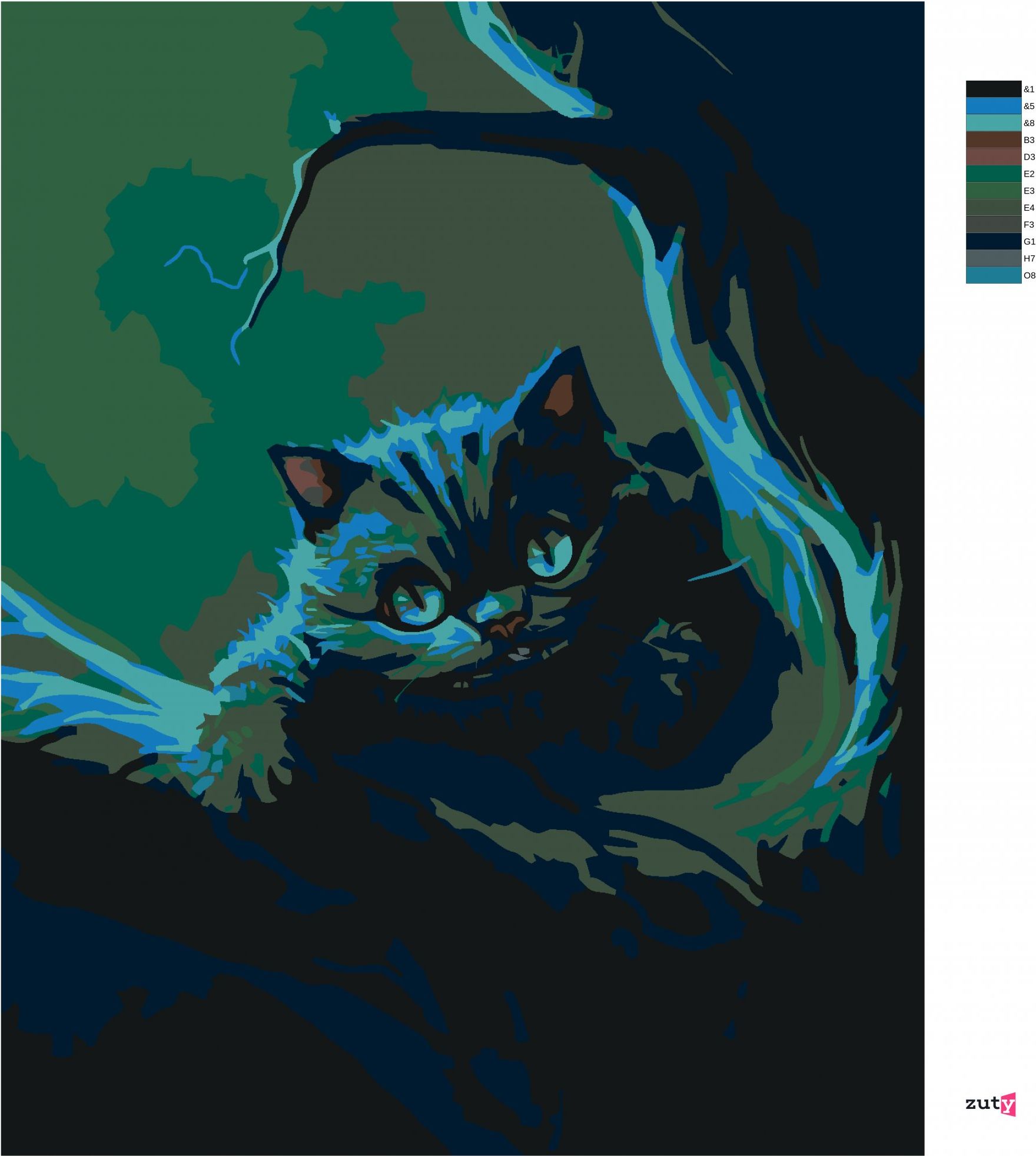 zuty Malování podle čísel - NOČNÍ ŽIVOT KOČKY - Rozměr: 40x50 cm, Rámování: Varianta: bez rámu a bez vypnutí plátna - obrázek 8