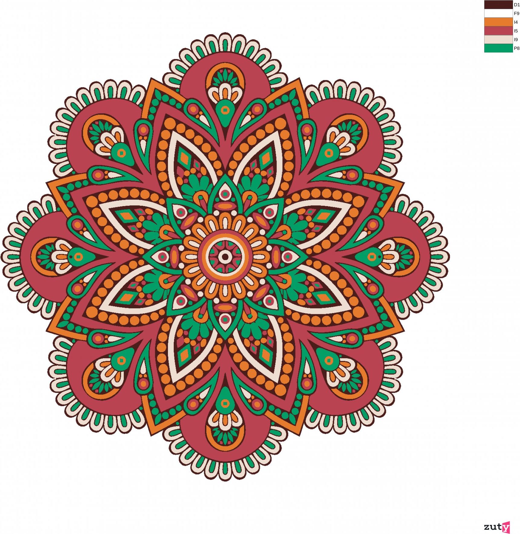 zuty Malování podle čísel - MANDALA VI - Rozměr: 40x50 cm, Rámování: Varianta: vypnuté plátno na rám - obrázek 2