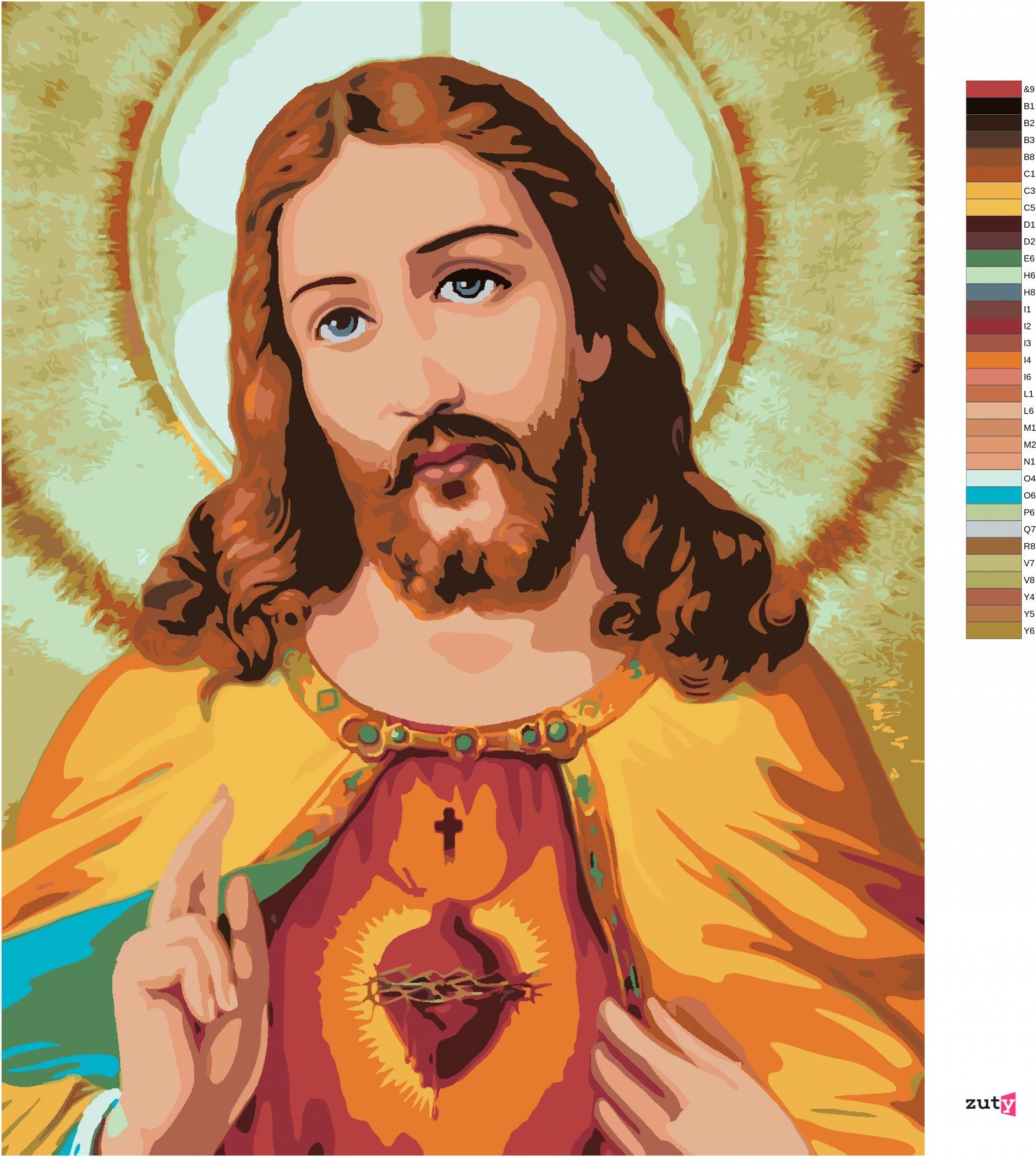 zuty Malování podle čísel - JEŽÍŠ KRISTUS II - Rozměr: 40x50 cm, Rámování: Varianta: bez rámu a bez vypnutí plátna - obrázek 8