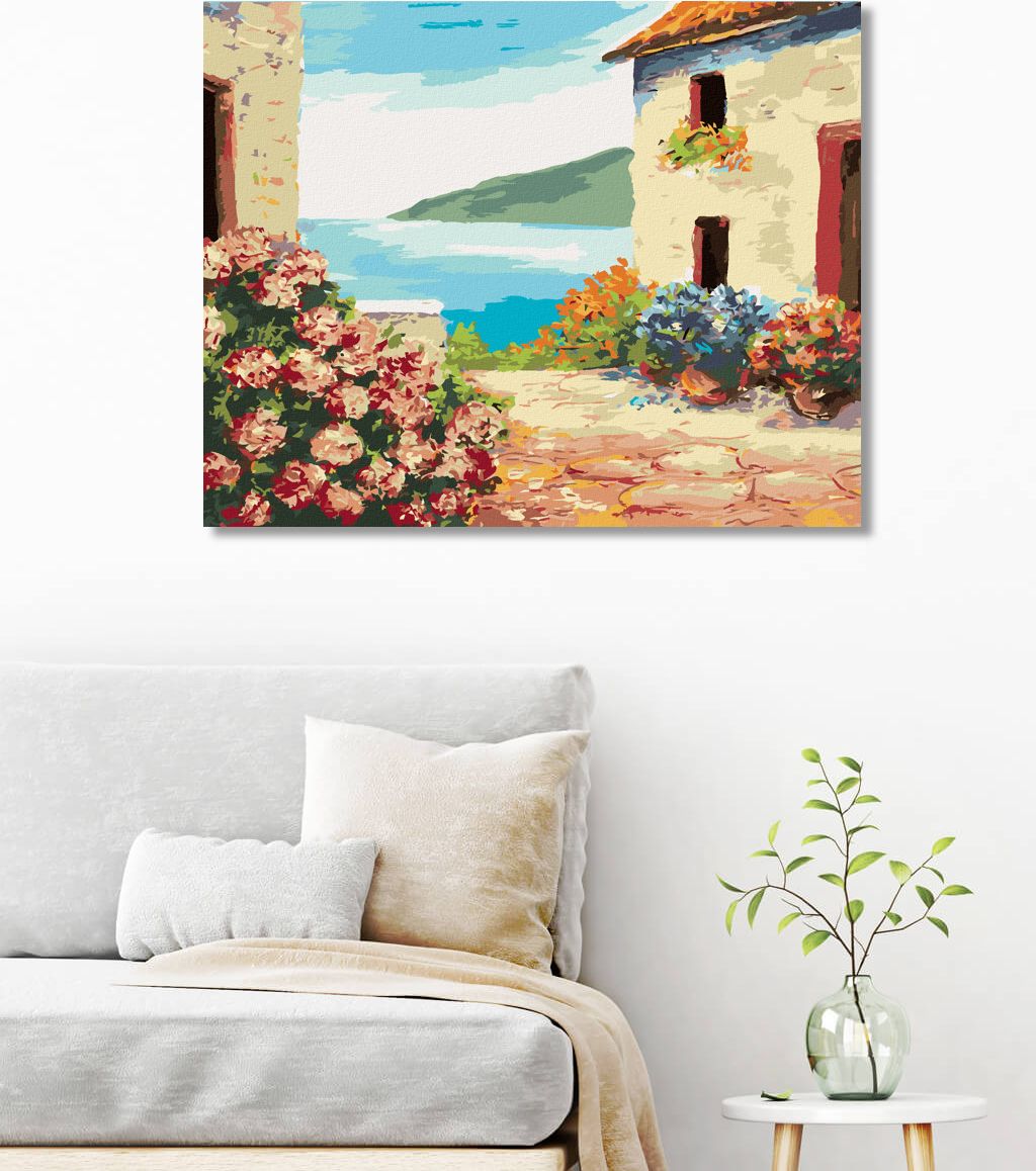zuty Malování podle čísel - DŮM U MOŘE A KVĚTINY - Rozměr: 40x50 cm, Rámování: Varianta: bez rámu a bez vypnutí plátna - obrázek 9