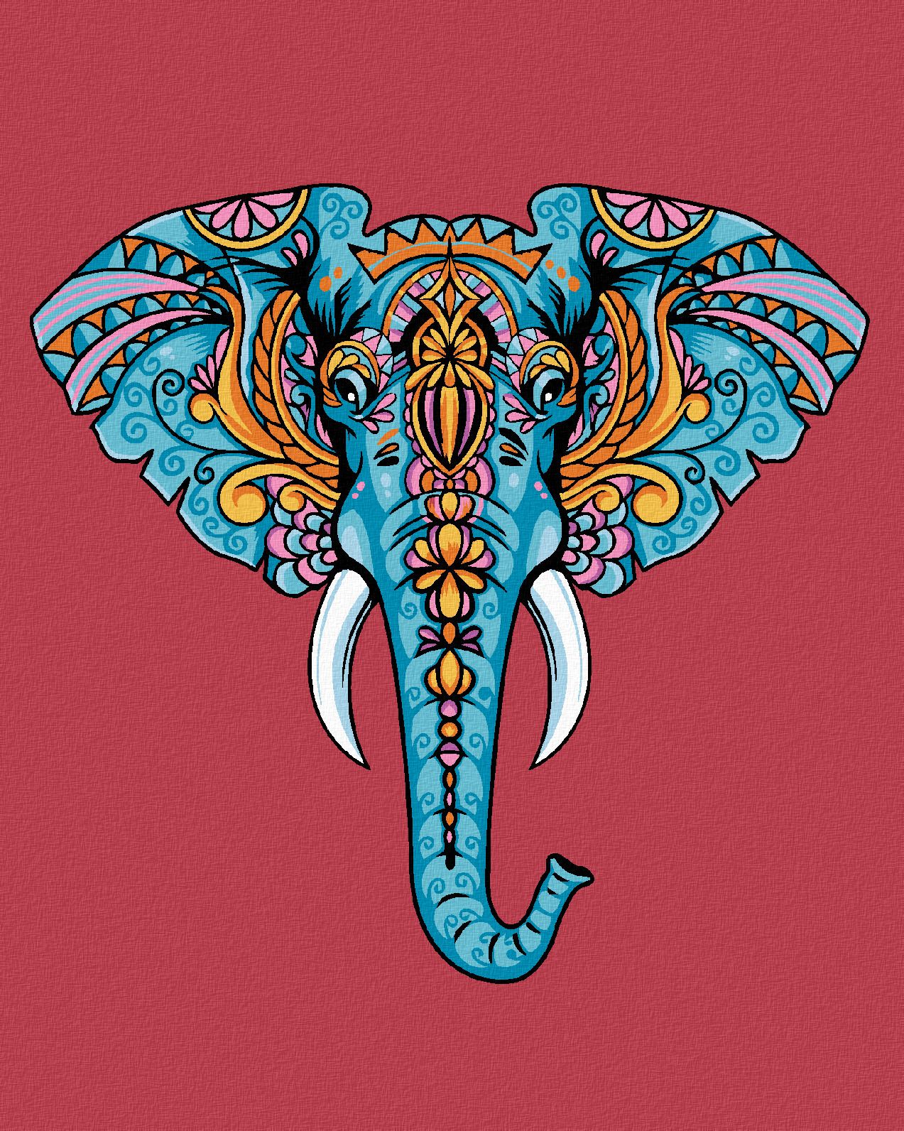 zuty Malování podle čísel - MANDALA SLON - Rozměr: 40x50 cm, Rámování: Varianta: vypnuté plátno na rám - obrázek 1