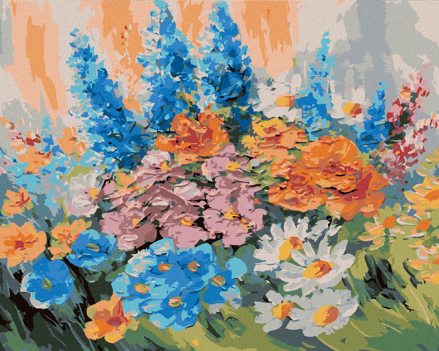 zuty Malování podle čísel - ABSTRAKTNÍ KYTICE JARNÍCH KVĚTIN - Rozměr: 40x50 cm, Rámování: Varianta: vypnuté plátno na rám - obrázek 1