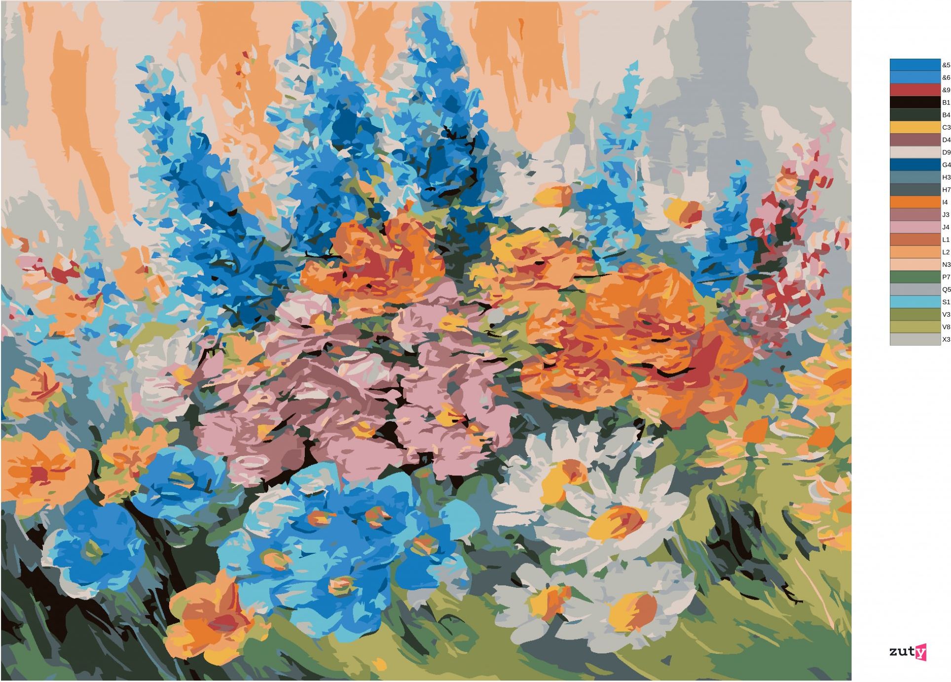 zuty Malování podle čísel - ABSTRAKTNÍ KYTICE JARNÍCH KVĚTIN - Rozměr: 40x50 cm, Rámování: Varianta: vypnuté plátno na rám - obrázek 5