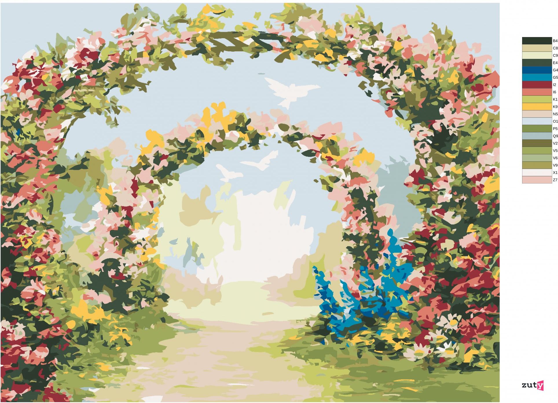 zuty Malování podle čísel - KVĚTINOVÁ BRÁNA - Rozměr: 40x50 cm, Rámování: Varianta: bez rámu a bez vypnutí plátna - obrázek 6