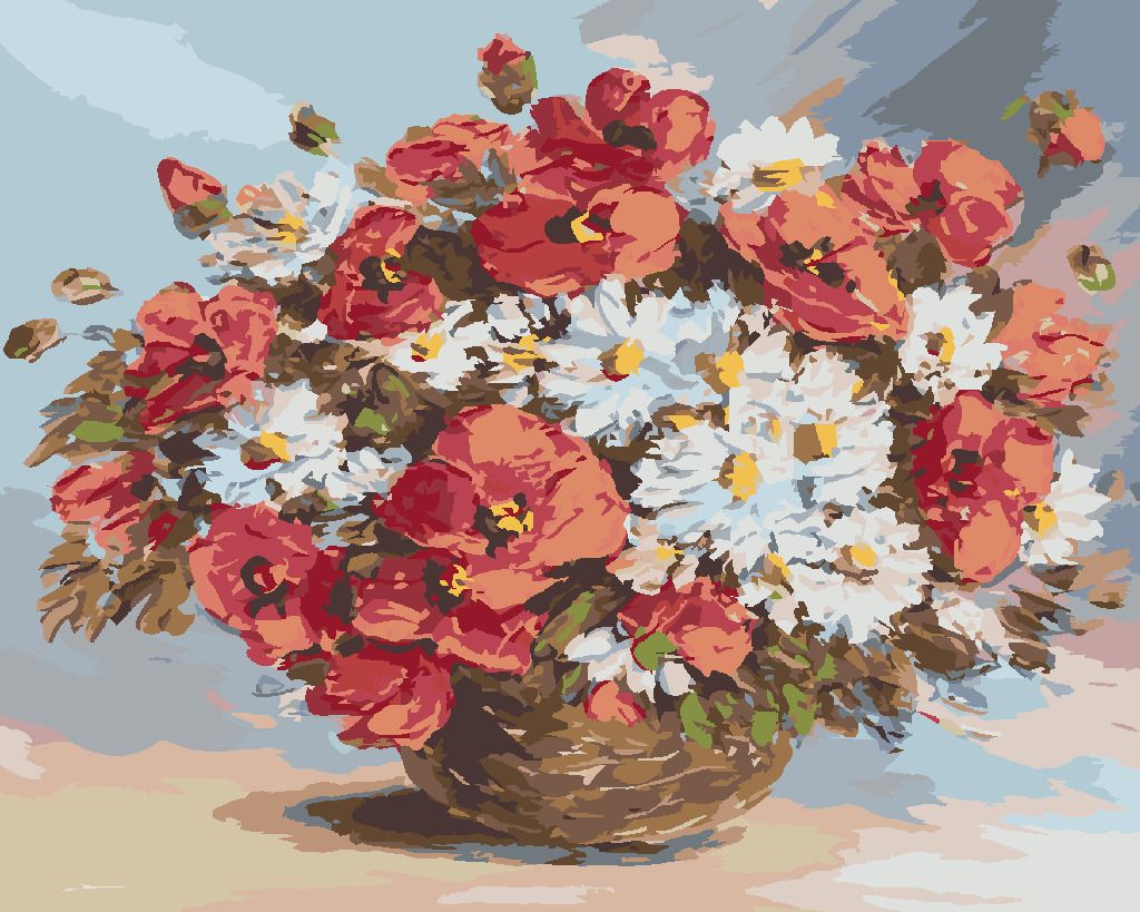 zuty Malování podle čísel - VLČÍ MÁKY A KOPRETINY VE VÁZE - Rozměr: 40x50 cm, Rámování: Varianta: vypnuté plátno na rám - obrázek 7