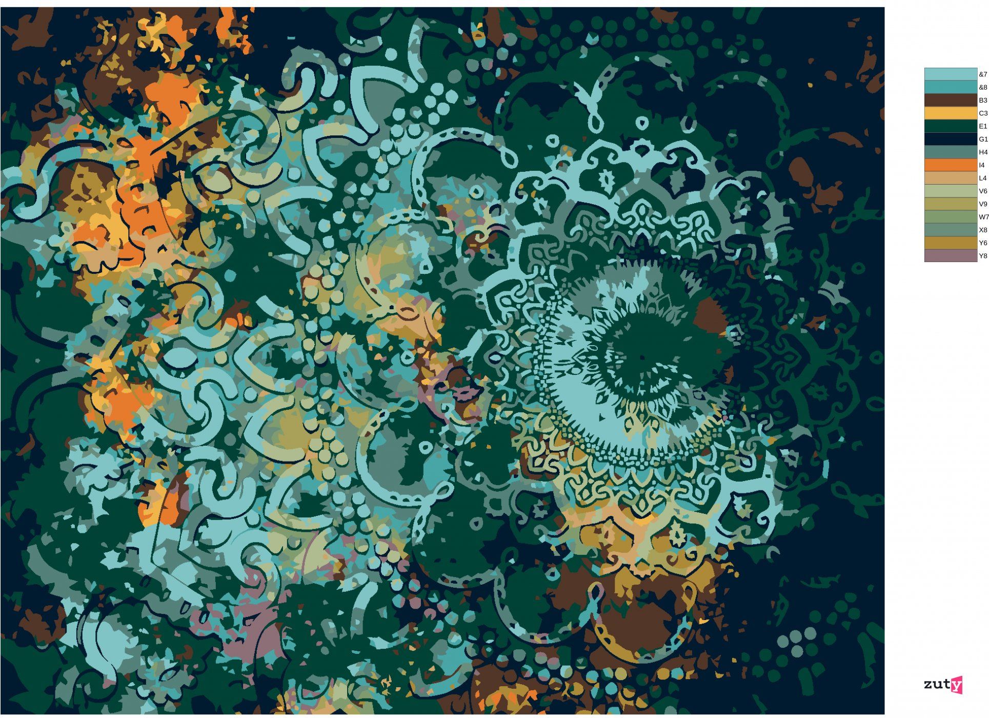 zuty Malování podle čísel - ABSTRAKTNÍ MANDALA - Rozměr: 40x50 cm, Rámování: Varianta: vypnuté plátno na rám - obrázek 10