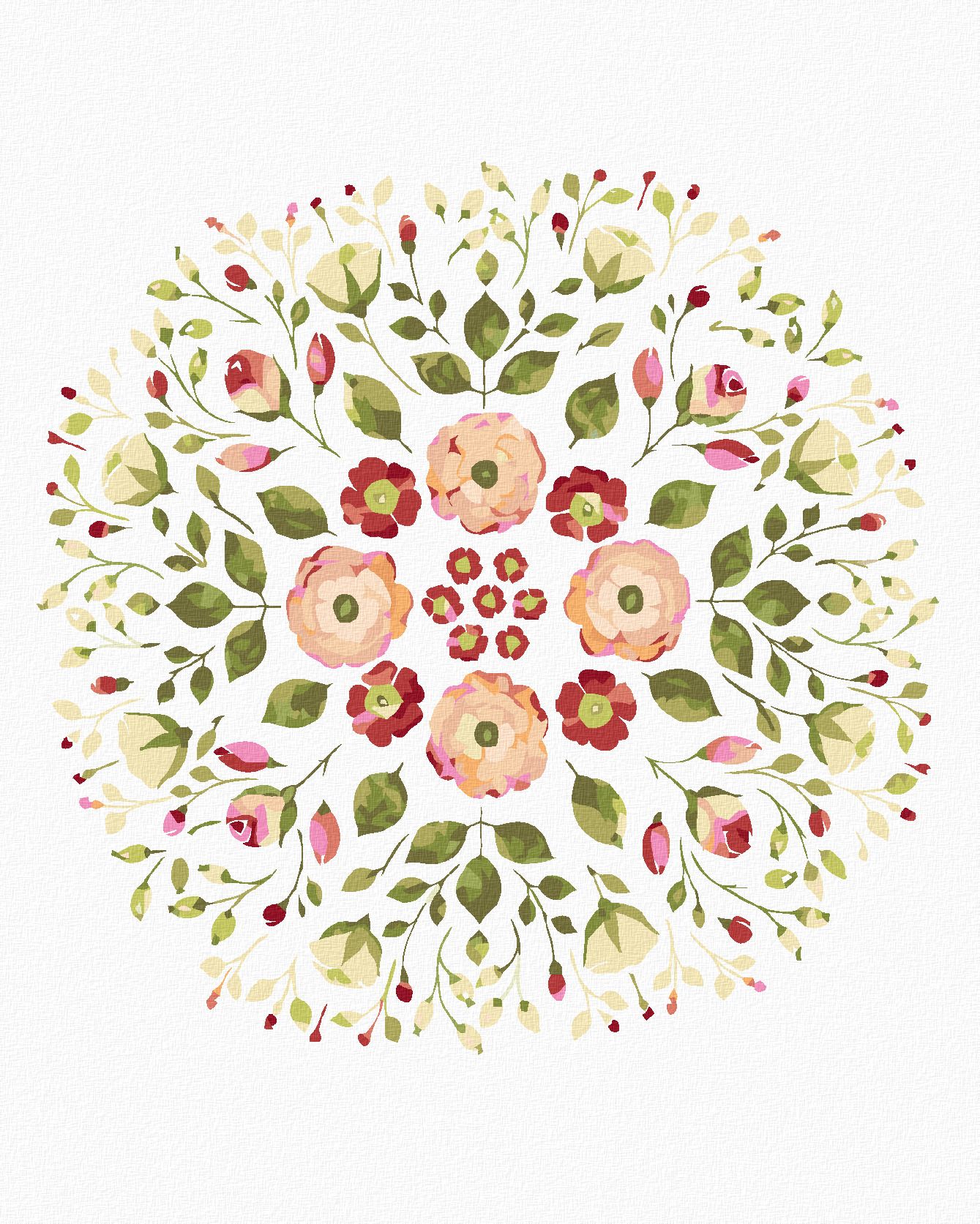 zuty Malování podle čísel - KVĚTINOVÁ MANDALA - Rozměr: 40x50 cm, Rámování: Varianta: bez rámu a bez vypnutí plátna - obrázek 1
