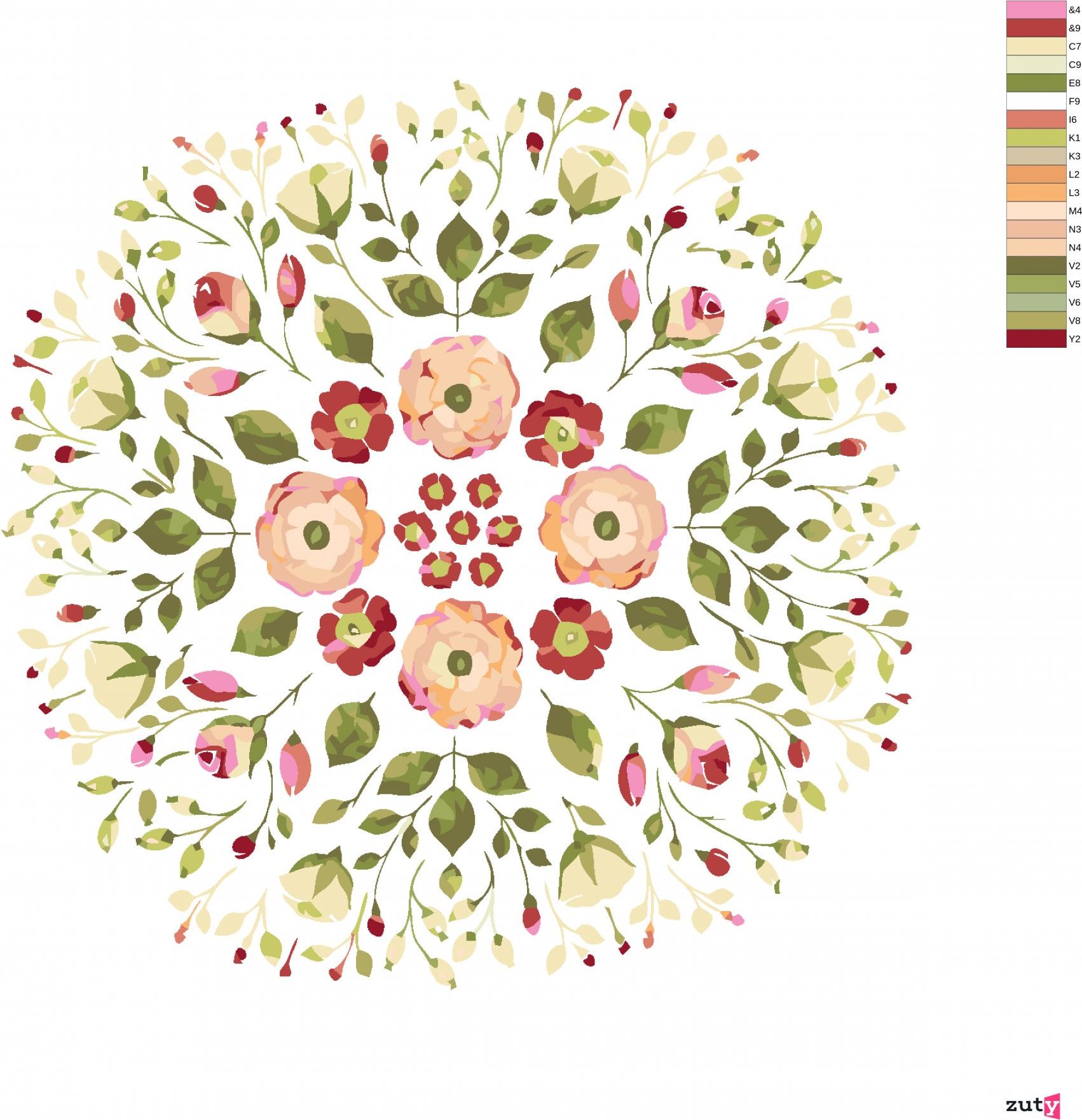 zuty Malování podle čísel - KVĚTINOVÁ MANDALA - Rozměr: 40x50 cm, Rámování: Varianta: bez rámu a bez vypnutí plátna - obrázek 6