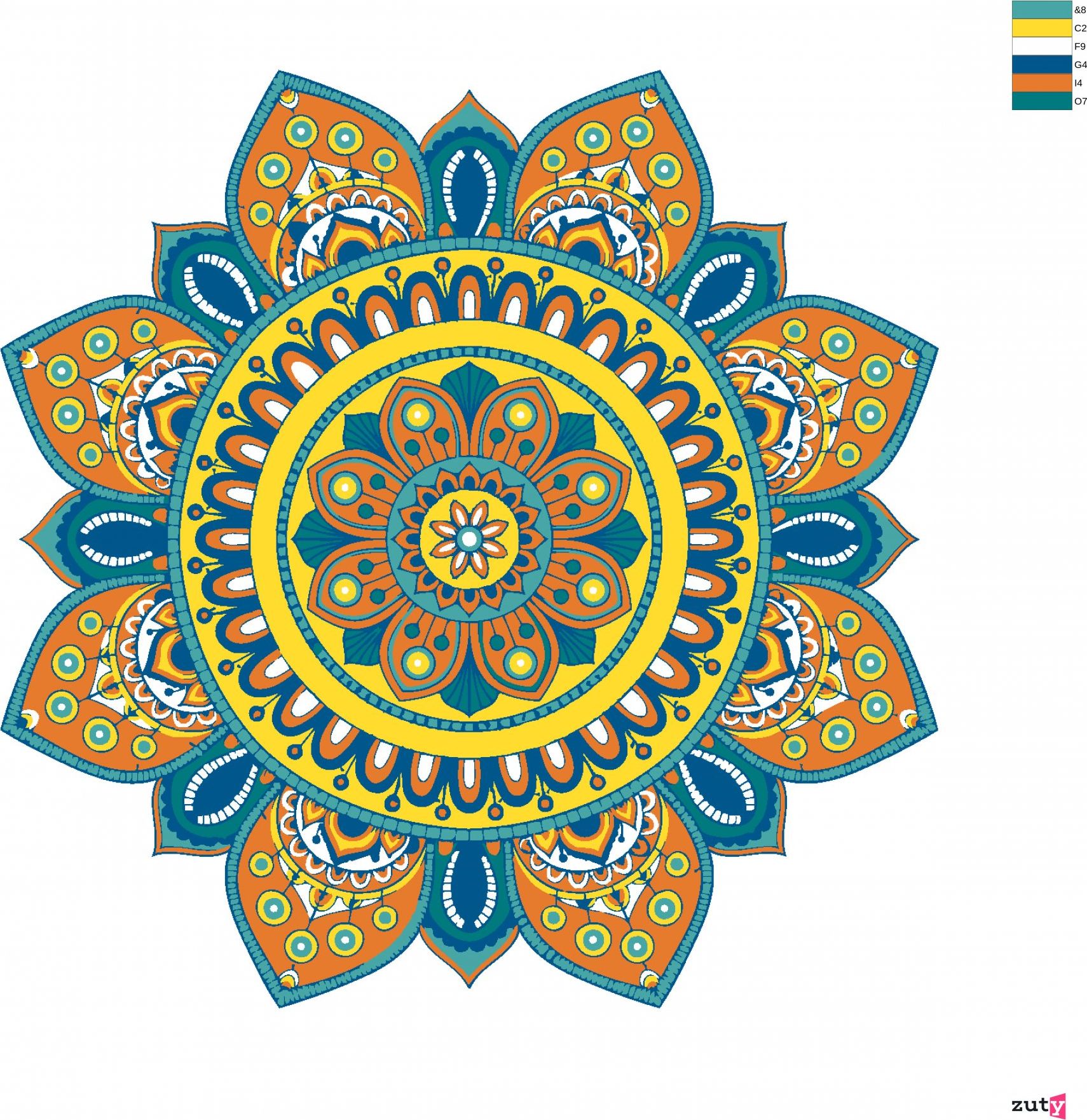 zuty Malování podle čísel - MANDALA V - Rozměr: 40x50 cm, Rámování: Varianta: vypnuté plátno na rám - obrázek 6