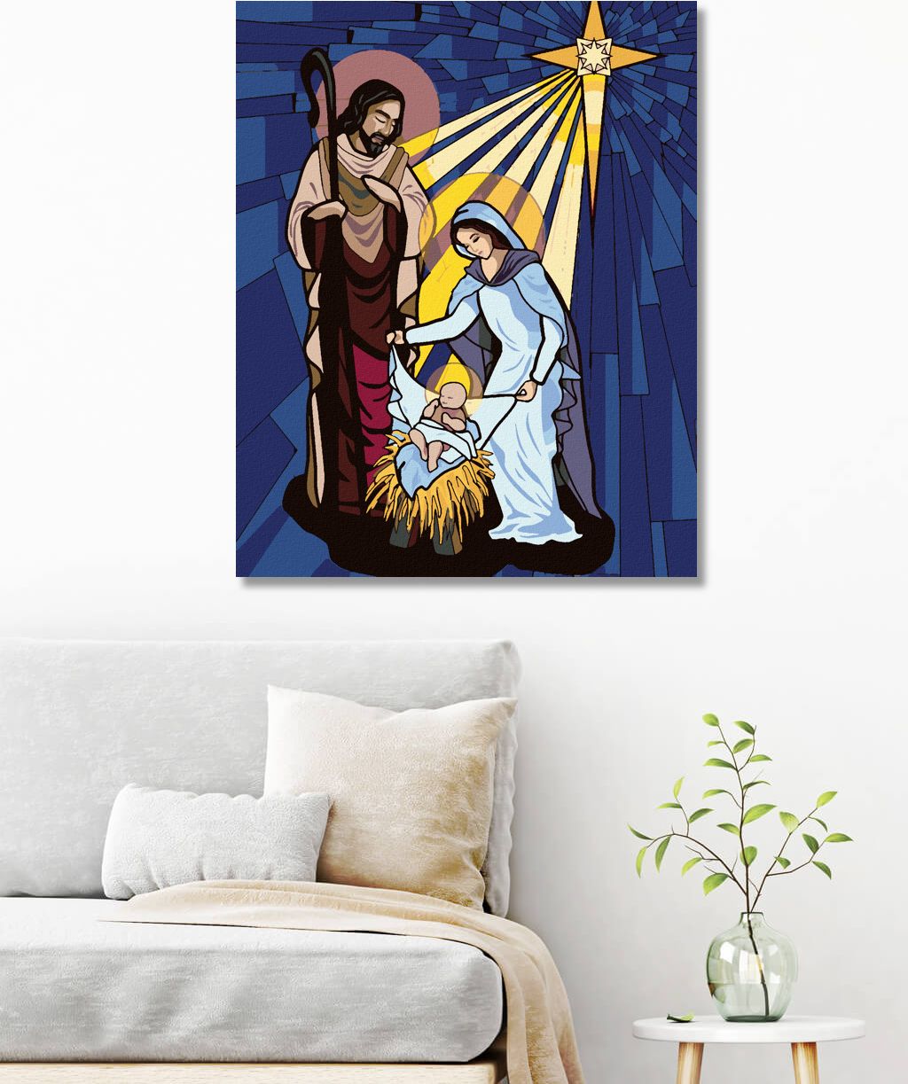 zuty Malování podle čísel - SVATÁ RODINA - Rozměr: 40x50 cm, Rámování: Varianta: bez rámu a bez vypnutí plátna - obrázek 6