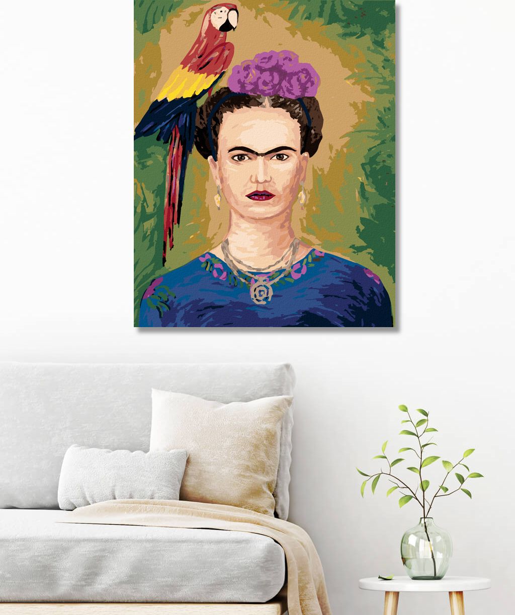zuty Malování podle čísel - FRIDA KAHLO A PAPOUŠEK - Rozměr: 40x50 cm, Rámování: Varianta: vypnuté plátno na rám - obrázek 10