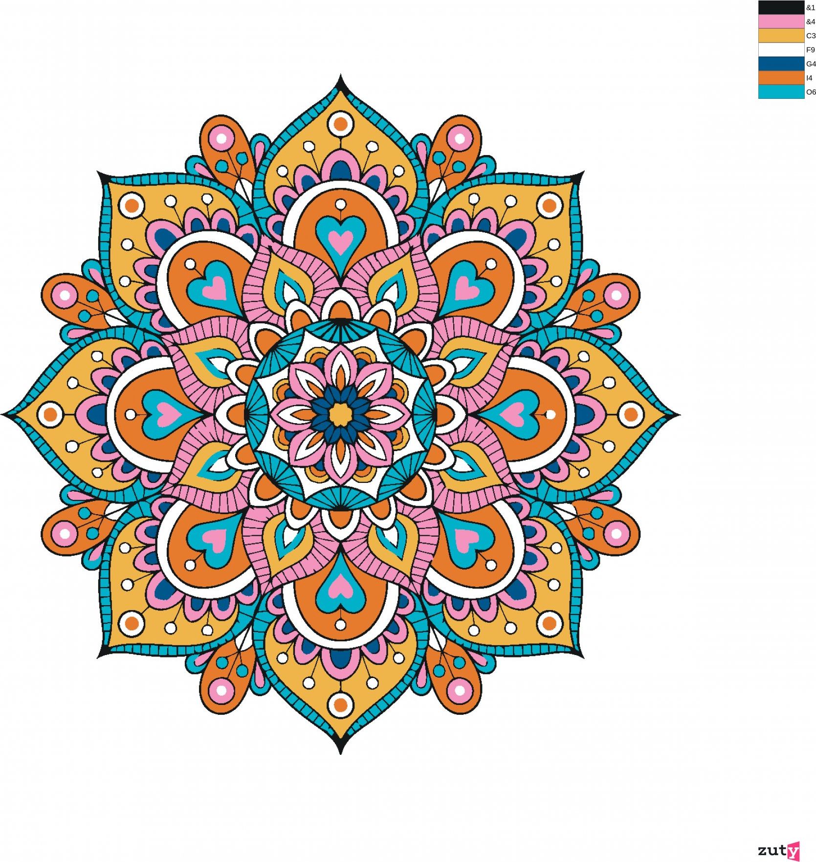 zuty Malování podle čísel - MANDALA III - Rozměr: 40x50 cm, Rámování: Varianta: bez rámu a bez vypnutí plátna - obrázek 8