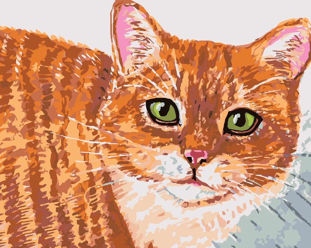 zuty Malování podle čísel - BÉŽOVÁ KOČKA A ZELENÉ OČI - Rozměr: 40x50 cm, Rámování: Varianta: bez rámu a bez vypnutí plátna - obrázek 3