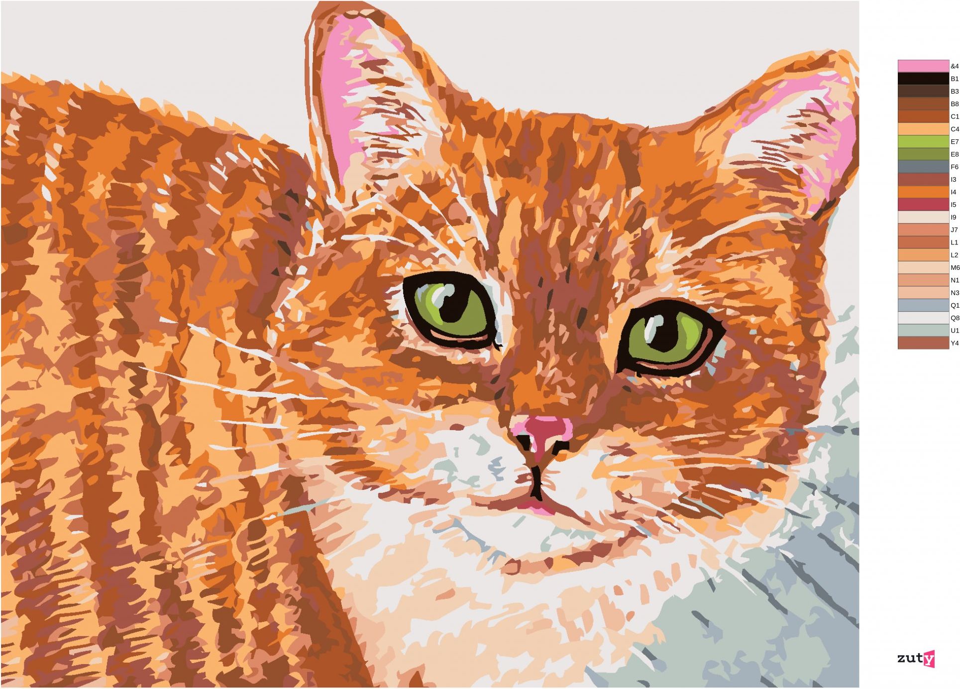 zuty Malování podle čísel - BÉŽOVÁ KOČKA A ZELENÉ OČI - Rozměr: 40x50 cm, Rámování: Varianta: bez rámu a bez vypnutí plátna - obrázek 9