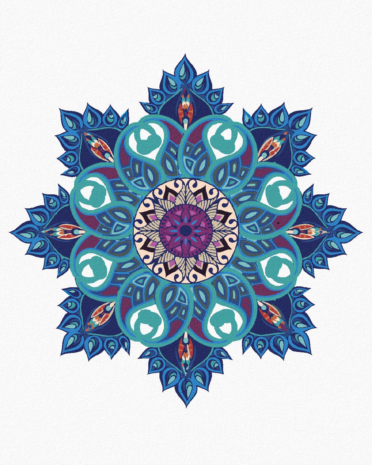 zuty Malování podle čísel - MODRÁ MANDALA - Rozměr: 40x50 cm, Rámování: Varianta: vypnuté plátno na rám - obrázek 1