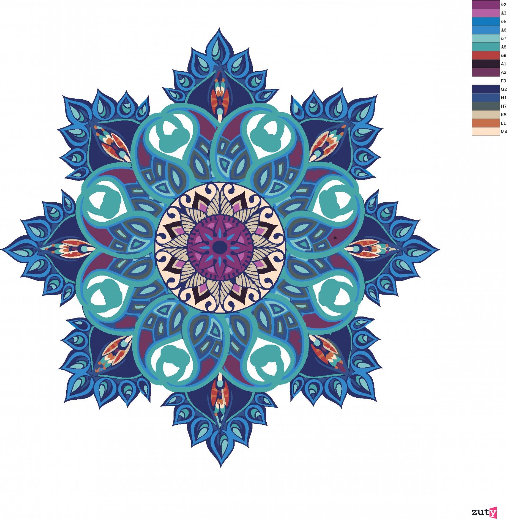 zuty Malování podle čísel - MODRÁ MANDALA - Rozměr: 40x50 cm, Rámování: Varianta: vypnuté plátno na rám - obrázek 5
