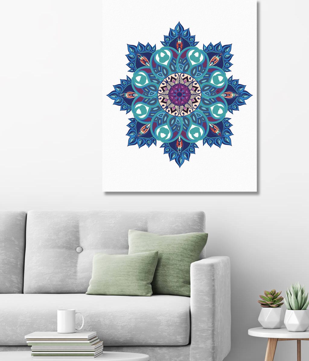 zuty Malování podle čísel - MODRÁ MANDALA - Rozměr: 40x50 cm, Rámování: Varianta: vypnuté plátno na rám - obrázek 7