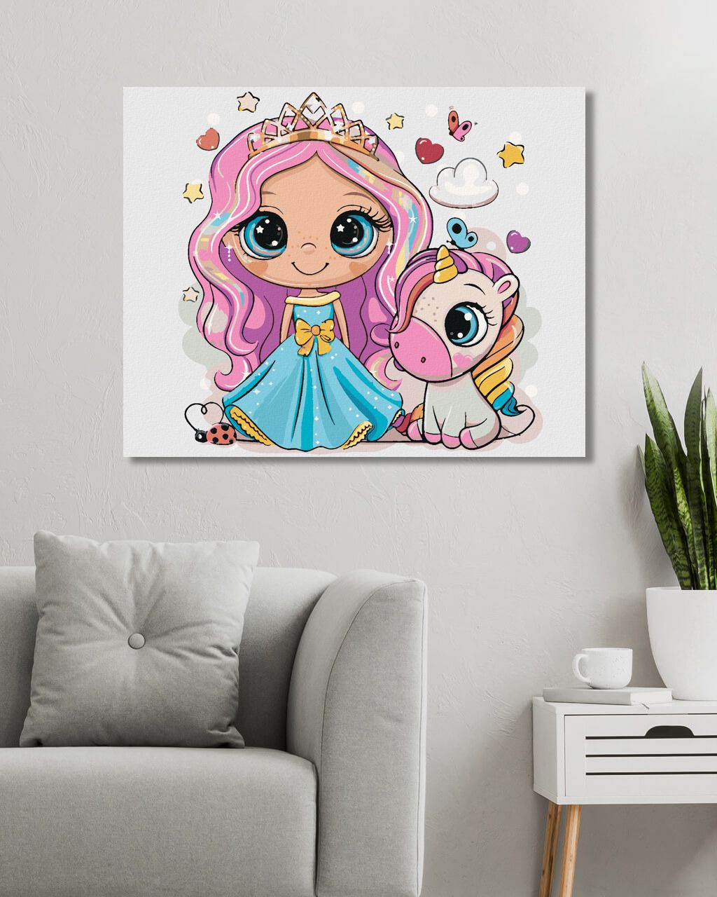 zuty Malování podle čísel - PRINCEZNA A DUHOVÝ JEDNOROŽEC - Rozměr: 40x50 cm, Rámování: Varianta: bez rámu a bez vypnutí plátna - obrázek 9