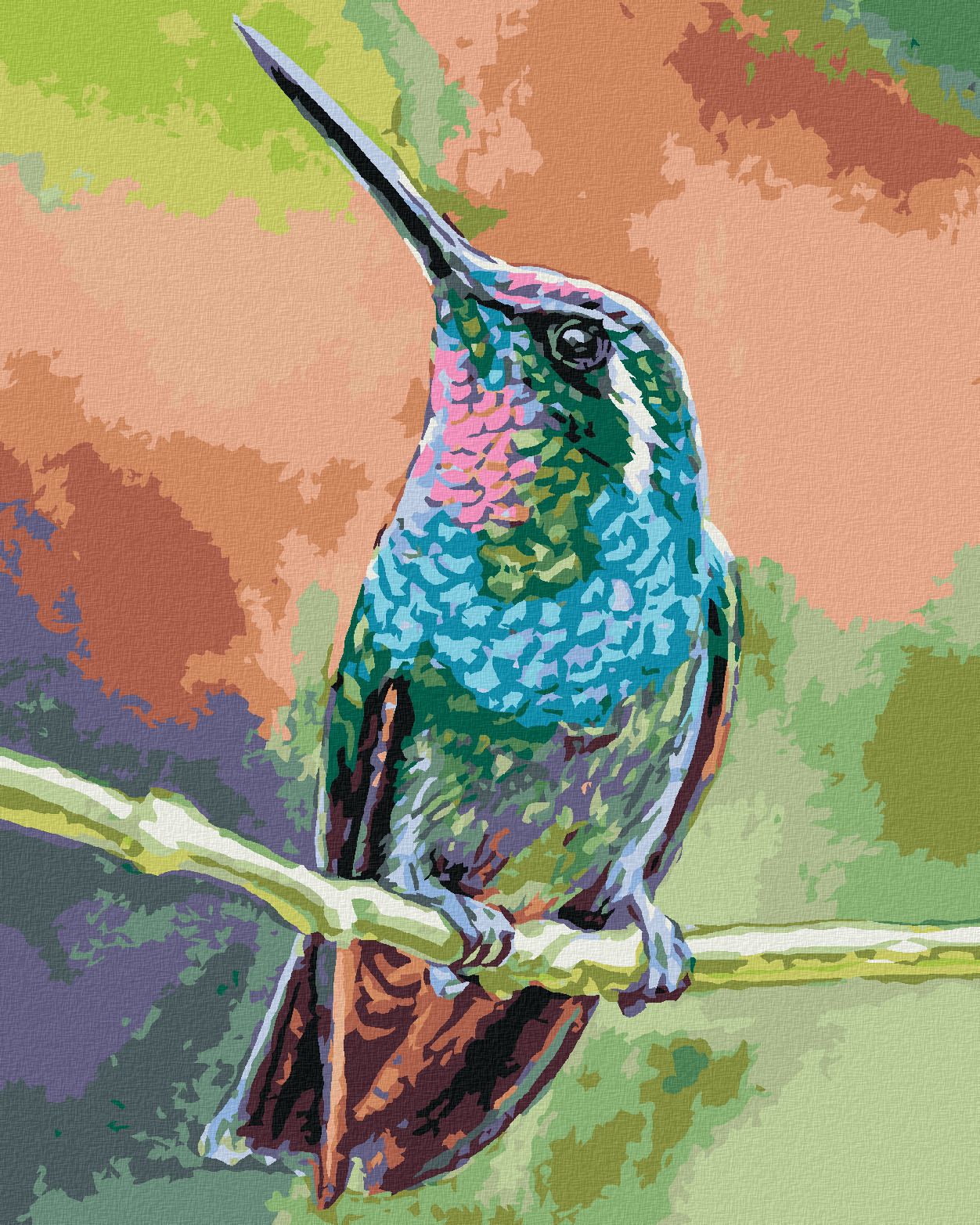 zuty Malování podle čísel - KOLIBŘÍK NA VĚTVI - Rozměr: 40x50 cm, Rámování: Varianta: bez rámu a bez vypnutí plátna - obrázek 1
