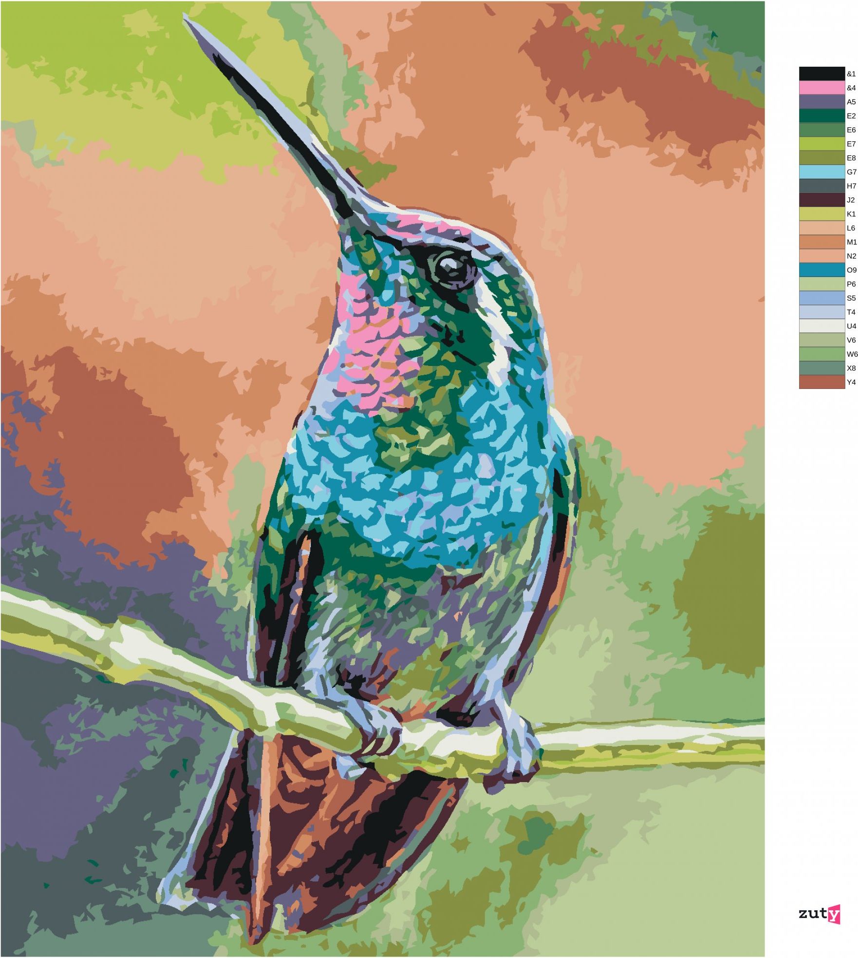 zuty Malování podle čísel - KOLIBŘÍK NA VĚTVI - Rozměr: 40x50 cm, Rámování: Varianta: vypnuté plátno na rám - obrázek 2