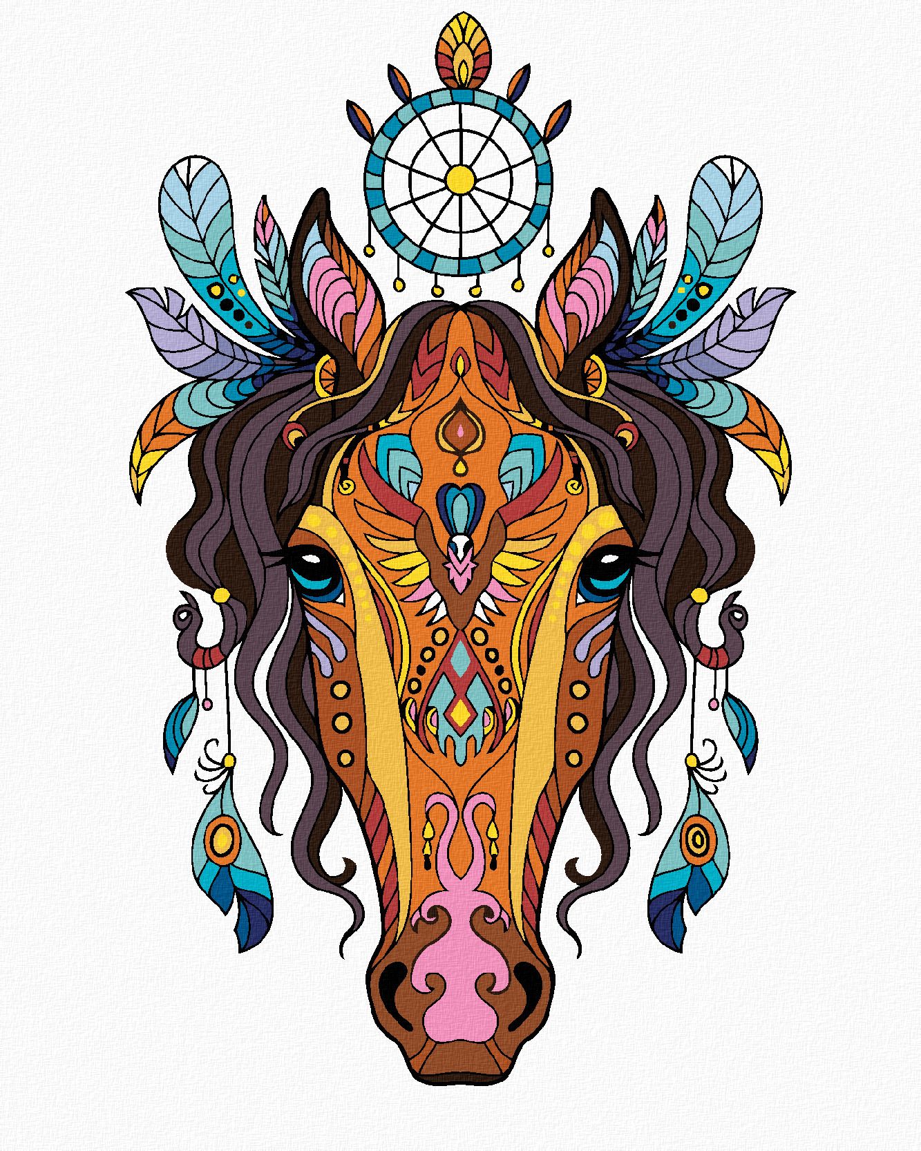 zuty Malování podle čísel - MANDALA KŮŇ - Rozměr: 40x50 cm, Rámování: Varianta: vypnuté plátno na rám - obrázek 1