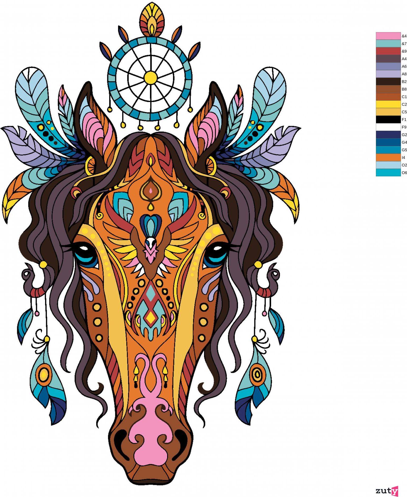 zuty Malování podle čísel - MANDALA KŮŇ - Rozměr: 40x50 cm, Rámování: Varianta: vypnuté plátno na rám - obrázek 7